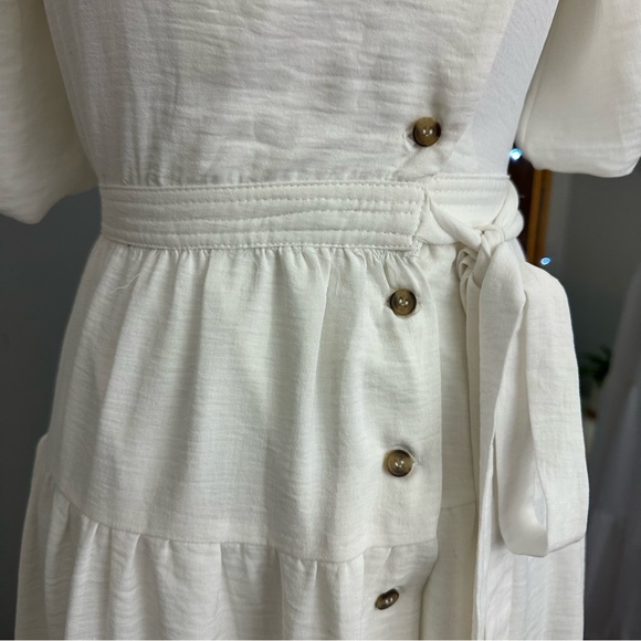 Hobbs London Bubble Sleeve White Midi Dress - Picture 5 of 11